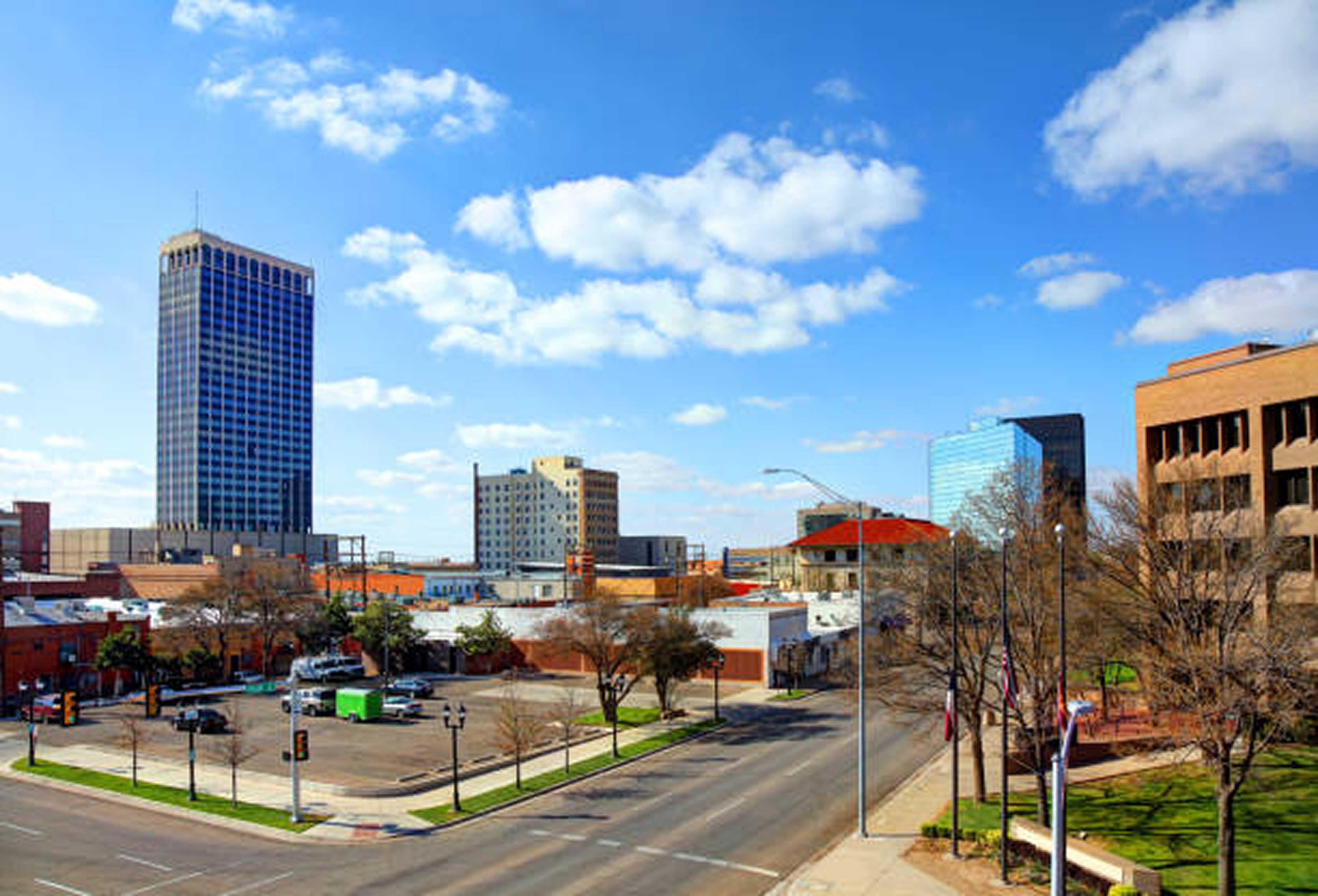Panoramic view of Amarillo, Texas skyline showcasing the city's wide-open spaces and characteristic Texas Panhandle landscape