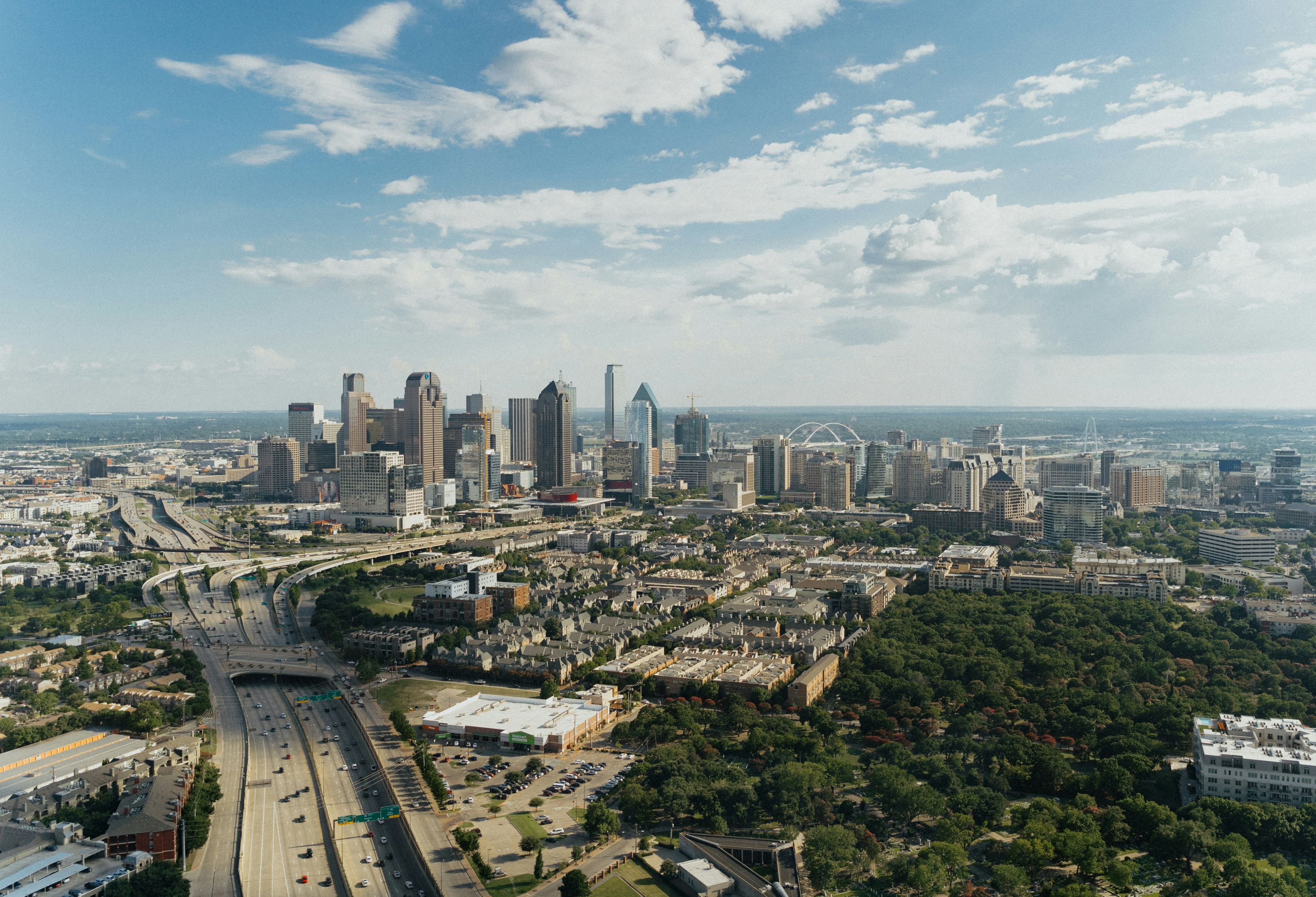 Dallas, Texas metropolitan skyline showcasing the modern urban architecture and diverse neighborhoods that define this major commercial hub