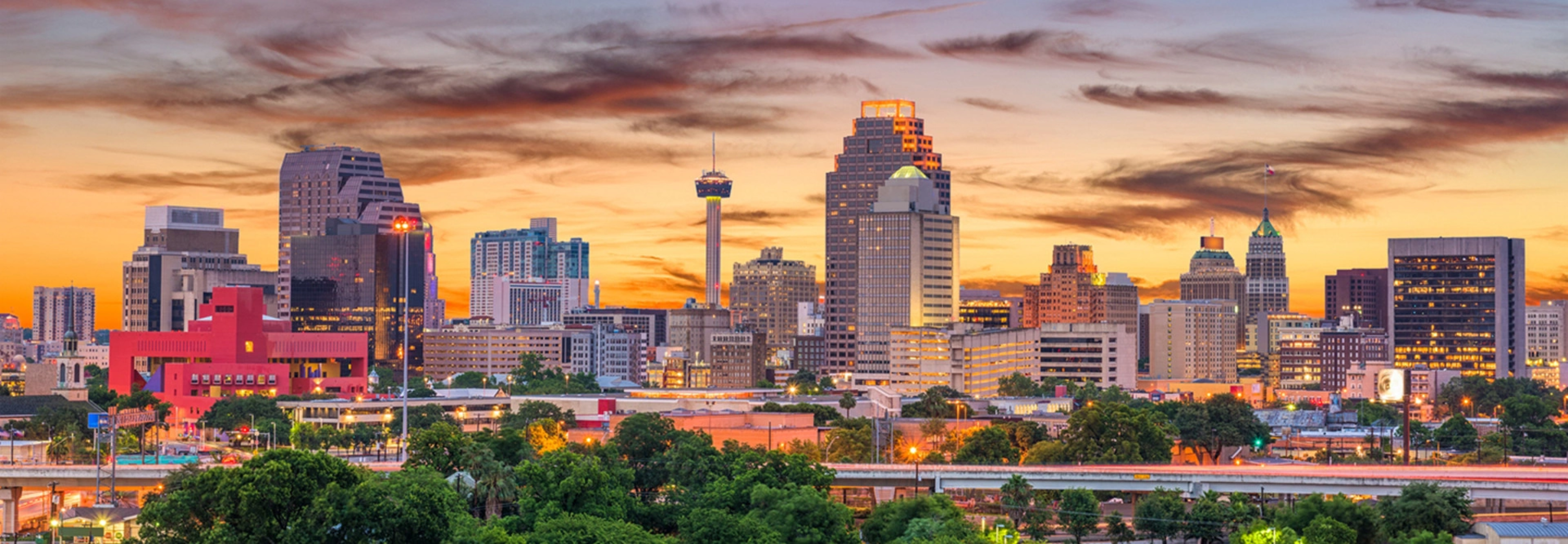 San Antonio, Texas skyline featuring the River Walk and historic architecture
